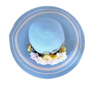 Beautiful Lightweight Blue Bouquet Garden, Tea, or Derby Party Hat